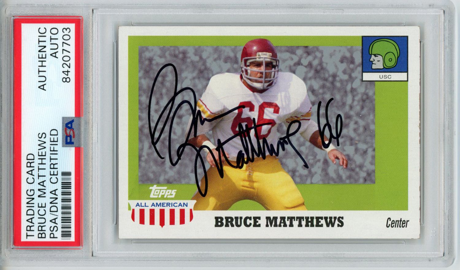Bruce Matthews Autographed 2005 Topps All American Trading Card PSA Slab