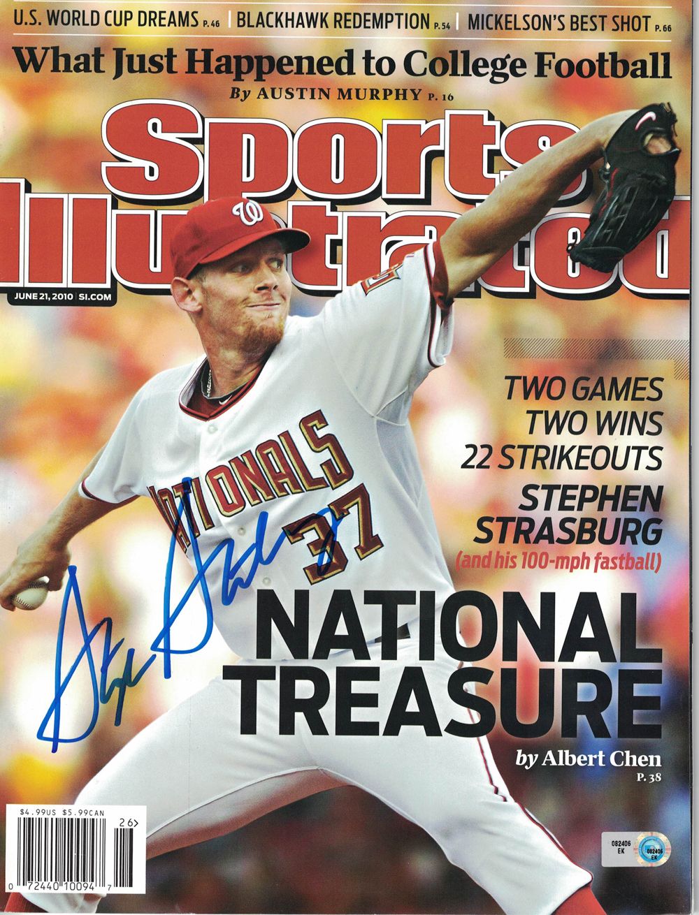 Stephen Strasburg Signed Washington Nationals Sports Illustrated MLB
