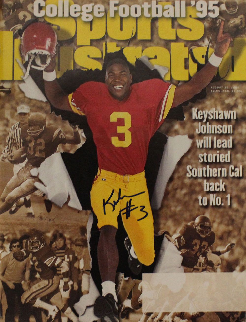 Keyshawn Johnson Autographed USC Trojans Sports Illustrated No Label JSA
