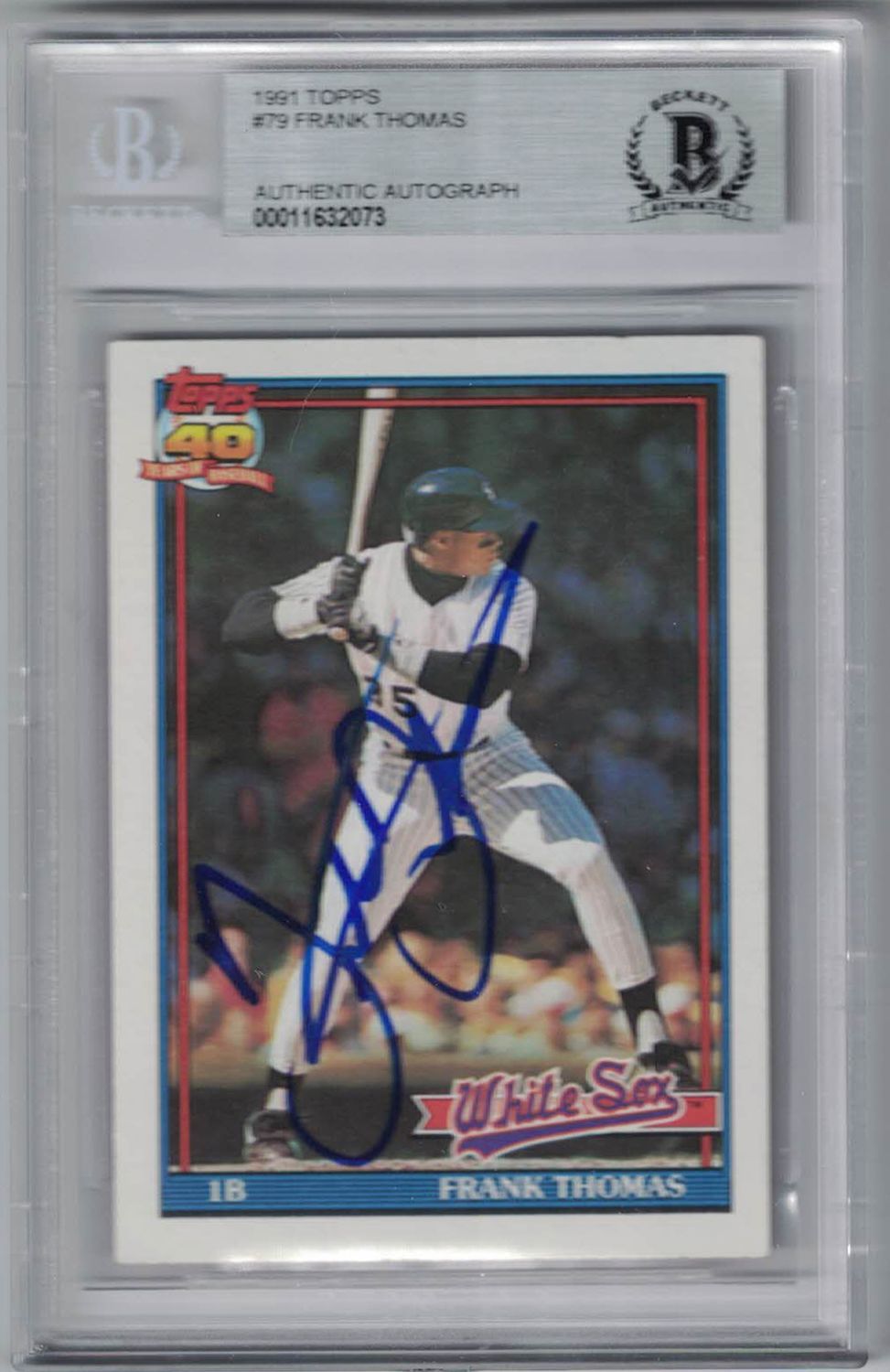 Frank Thomas Autographed Chicago White Sox 1991 Topps Trading Card BAS