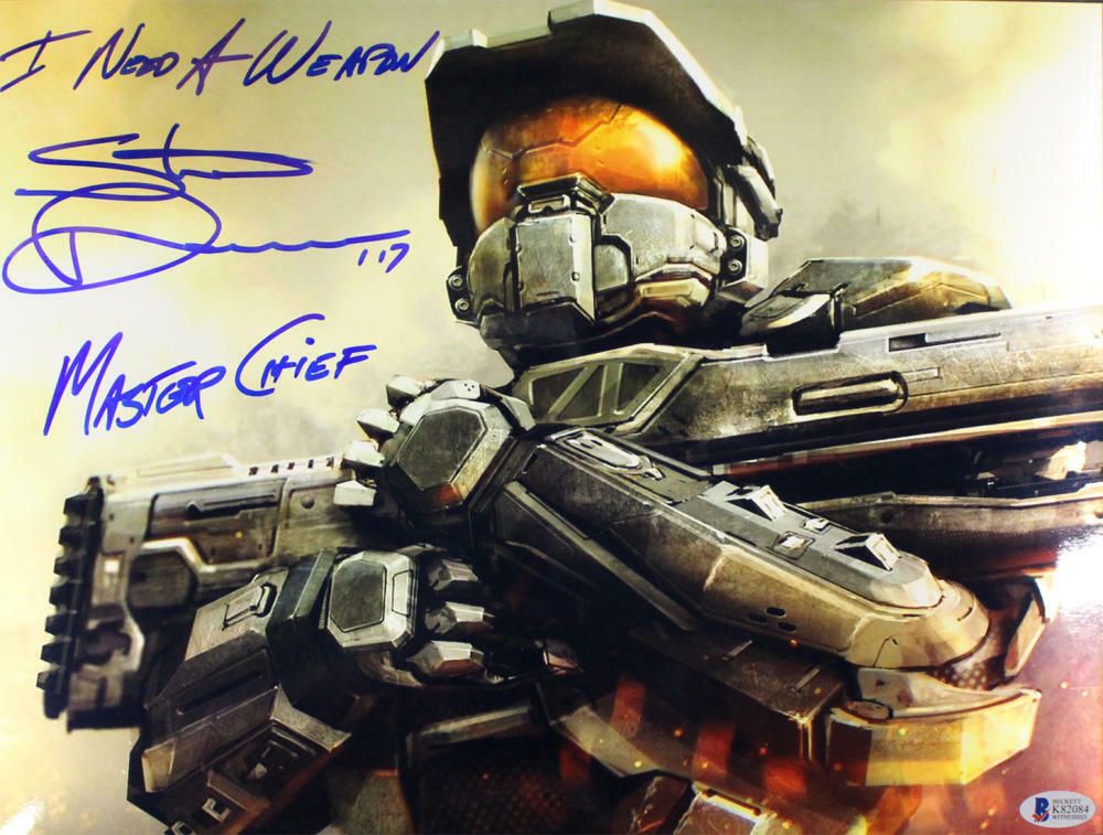 Steve Downes Autographed Halo 11x14 Photo Master Chief &quot;Need a Weapon&quot; BAS