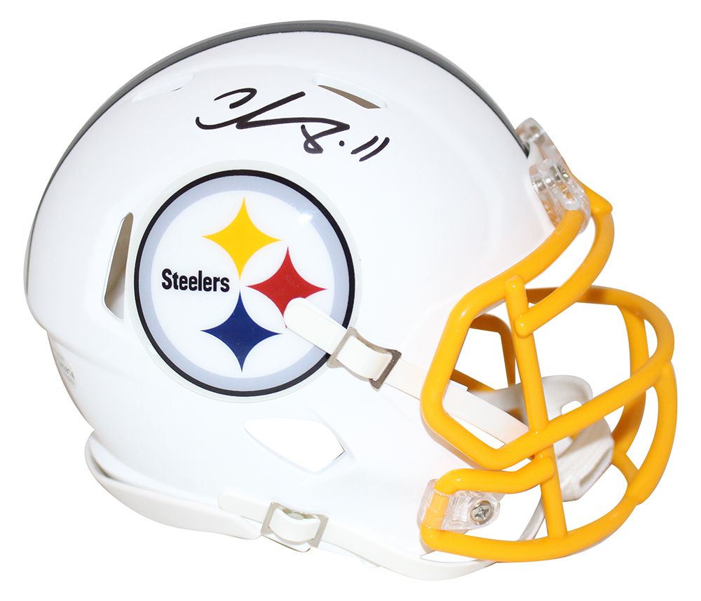 Chase Claypool Autographed Pittsburgh Steelers Flat White Mini Helmet BAS