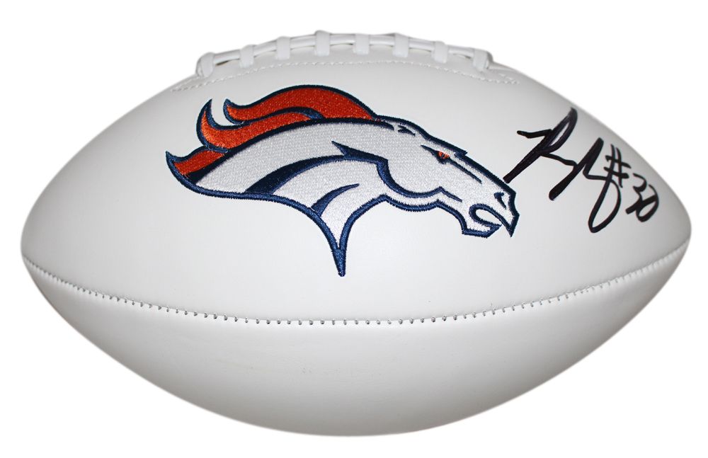 Phillip Lindsay Autographed/Signed Denver Broncos Logo Football JSA