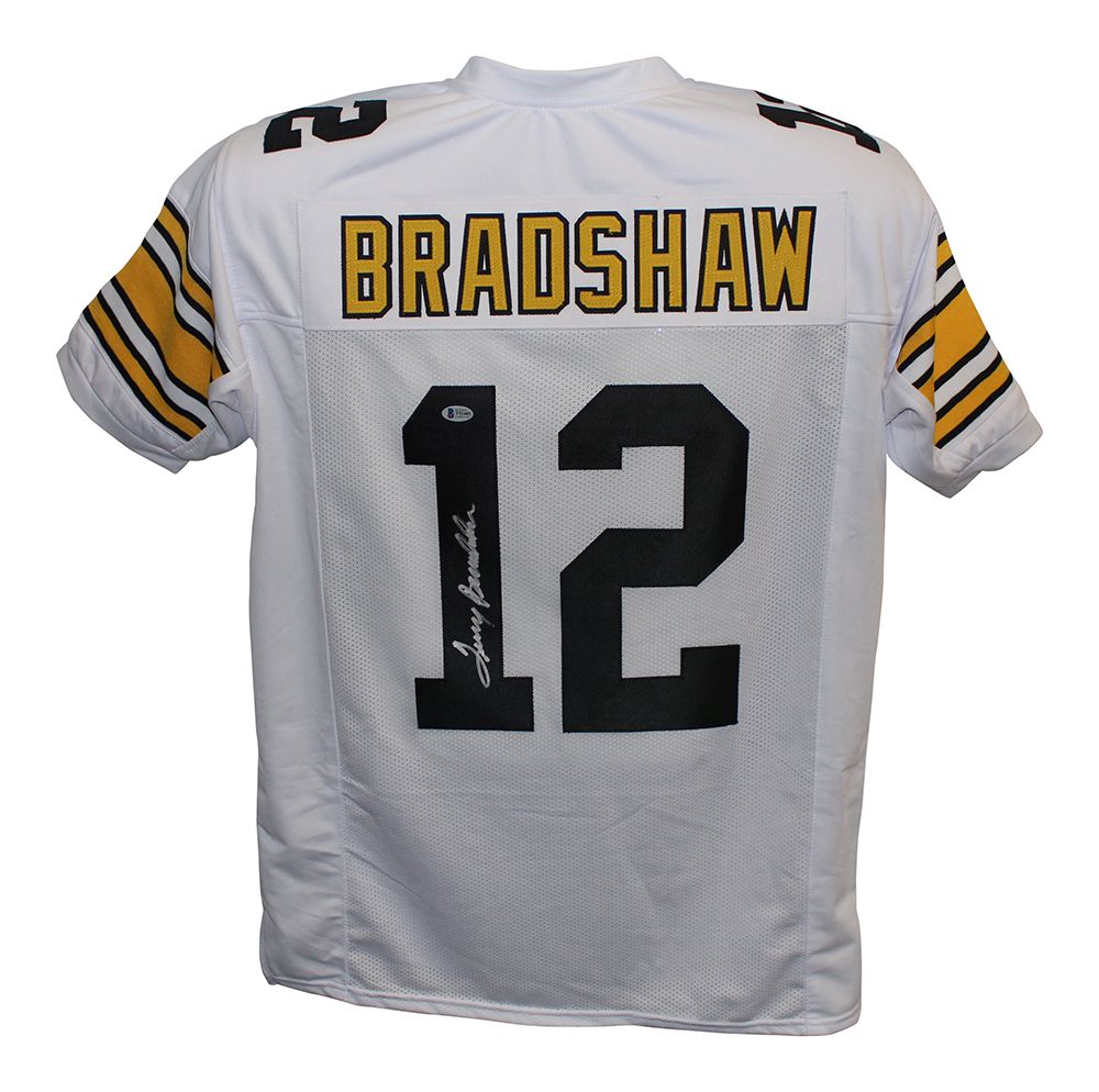 Terry Bradshaw Autographed/Signed Pro Style XL White Jersey BAS