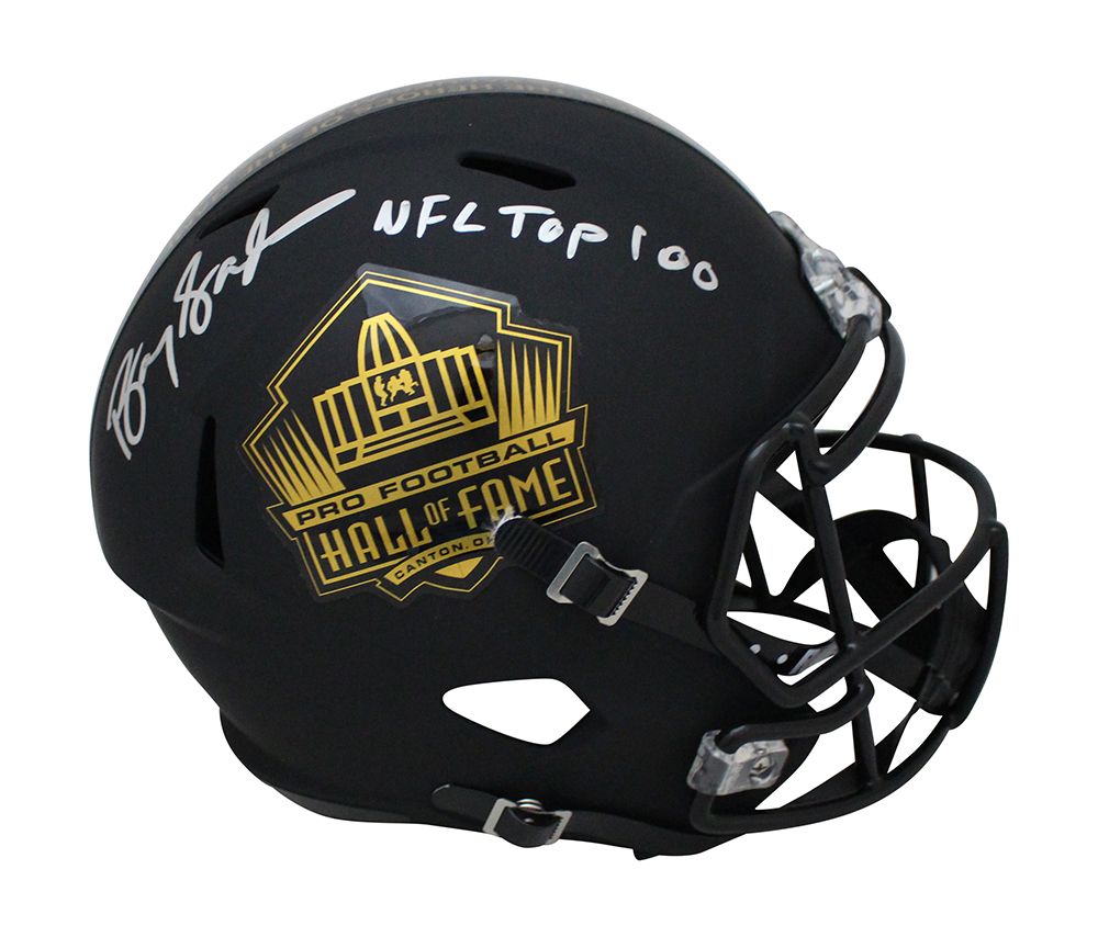 Barry Sanders Autographed F/S Hall Of Fame Black Centennial Helmet BAS