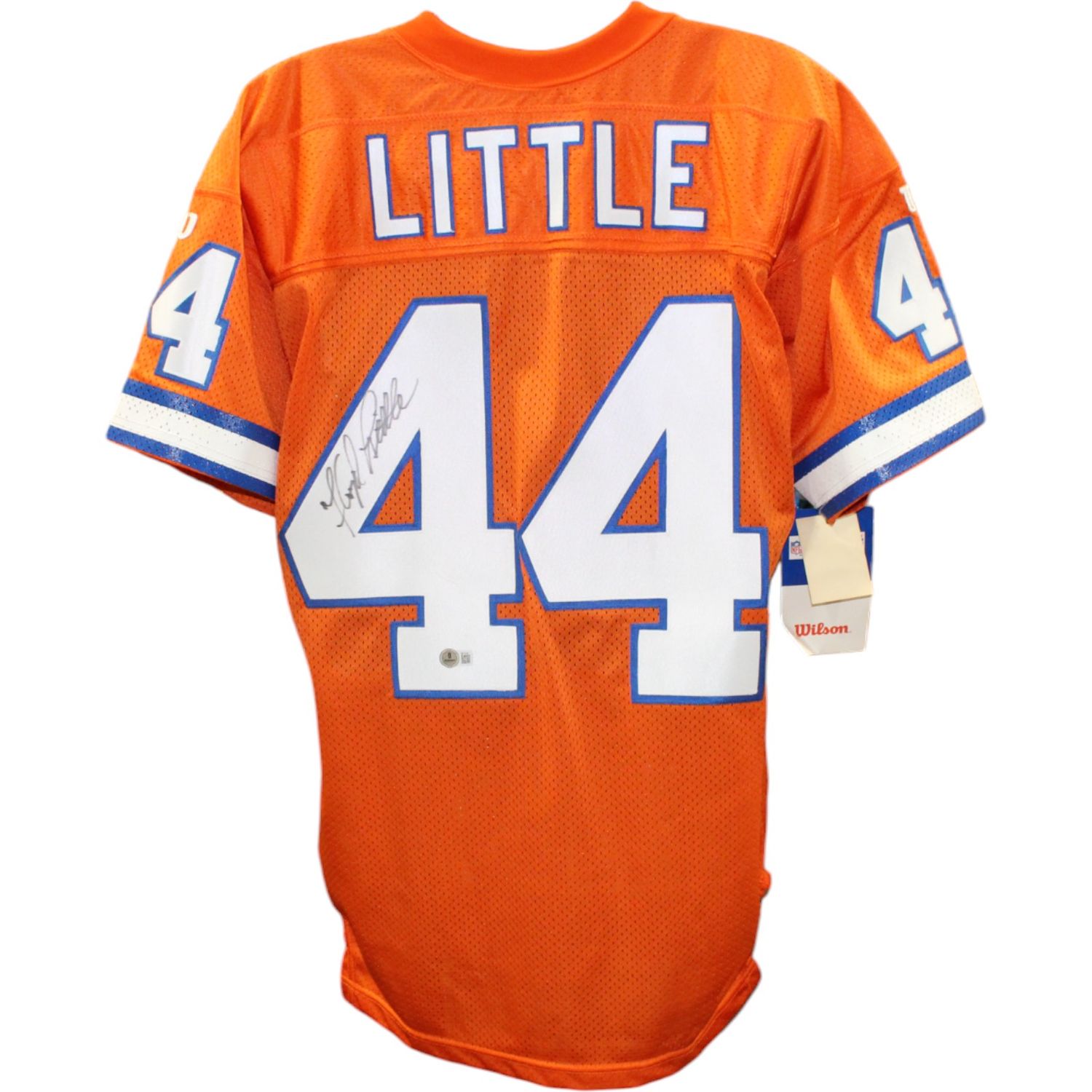Floyd Little Signed Broncos Wilson 46 Proline Orange Jersey Beckett 45057