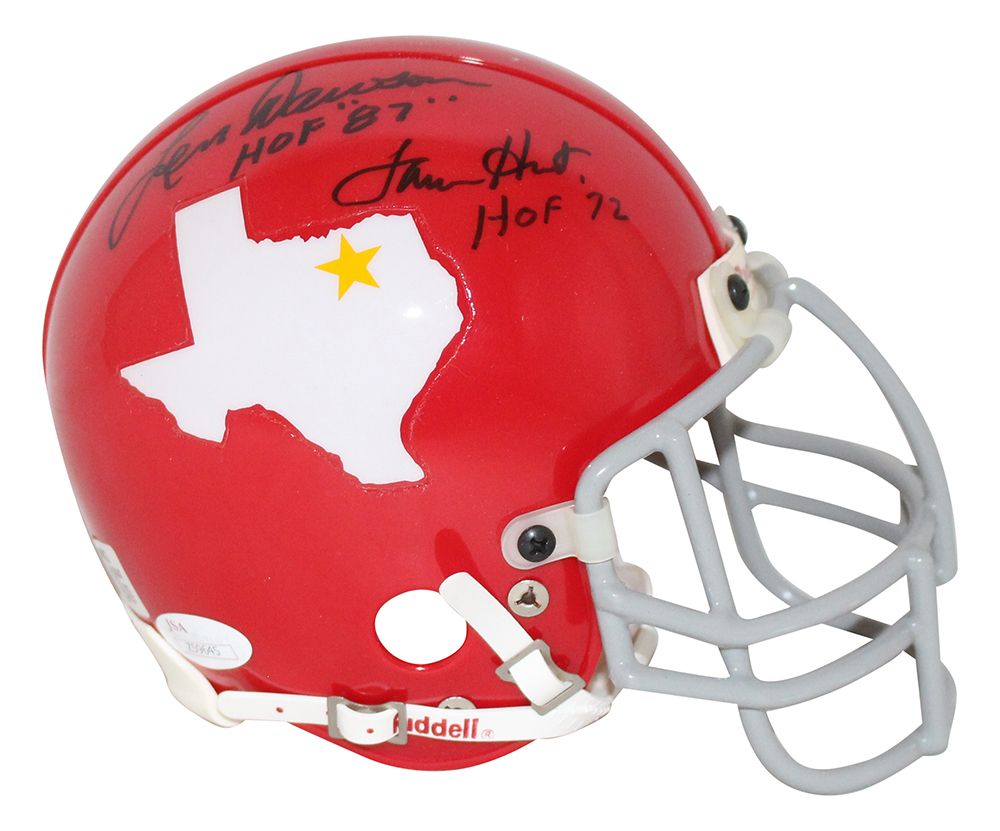 Lamar Hunt &amp; Len Dawson Signed Dallas Texans Authentic Mini Helmet JSA