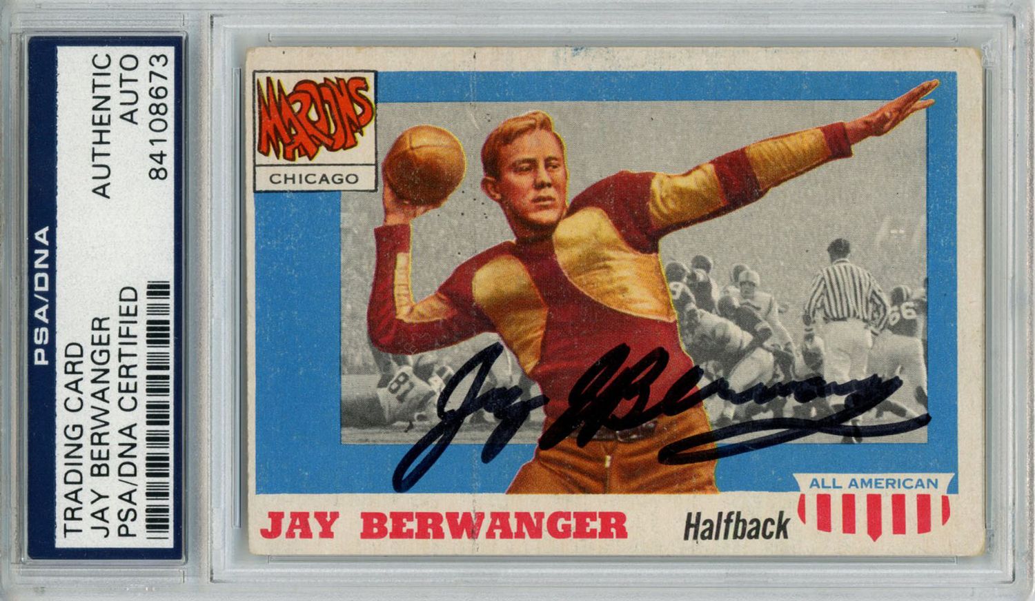 Jay Berwanger Signed 1955 Topps All American #78 Trading Card PSA Slab