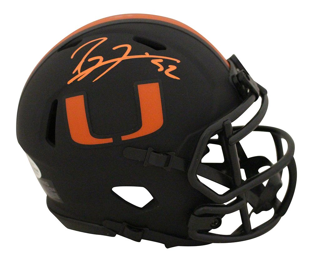 Ray Lewis Autographed/Signed Miami Hurricanes Eclipse Mini Helmet BAS