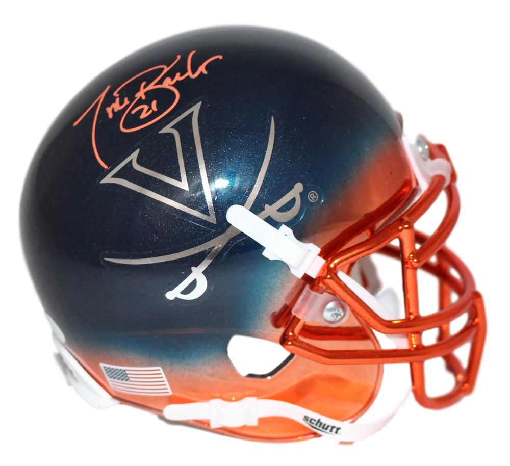 Tiki Barber Autographed/Signed Virginia Cavaliers Mini Helmet JSA