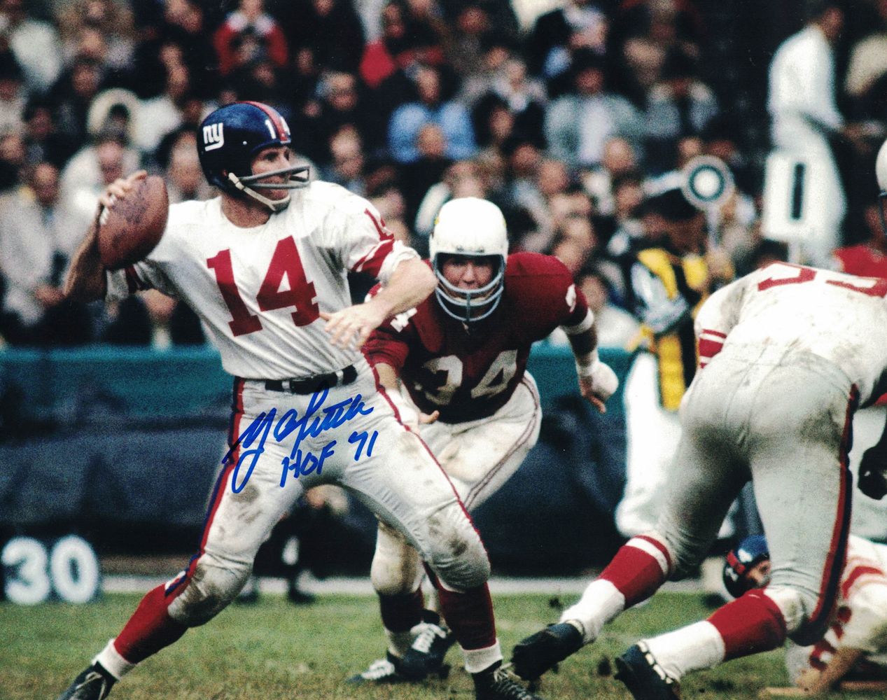 YA Tittle Autographed/Signed New York Giants 8x10 Photo HOF