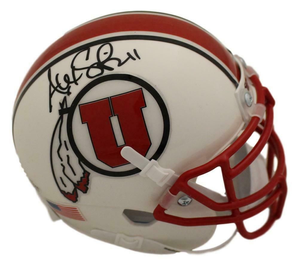 Alex Smith Autographed Utah Utes White Mini Helmet BAS