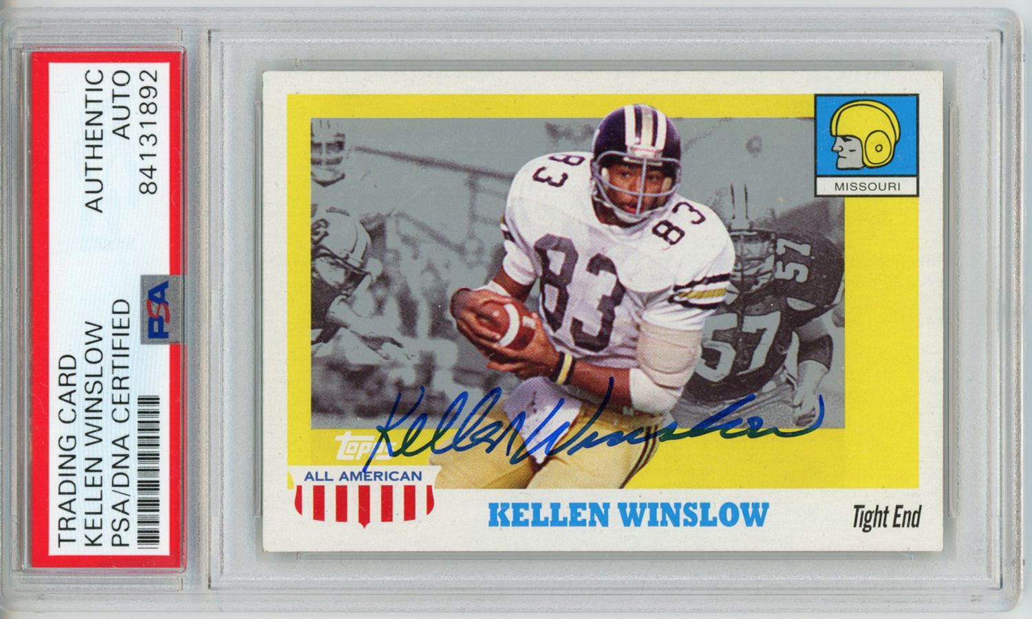 Kellen Winslow Autographed 2005 Topps All American Trading Card PSA Slab