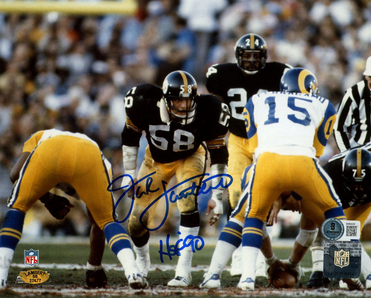 Jack Lambert Autographed Pittsburgh Steelers 8x10 Photo HOF BAS 45549