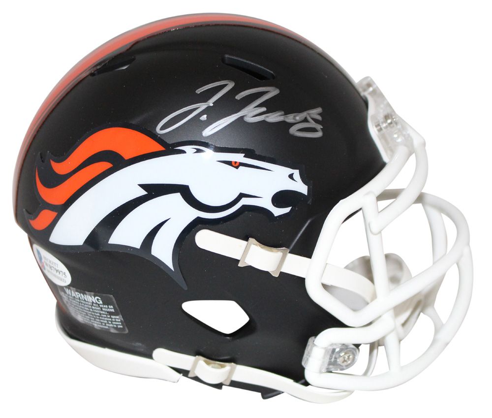 Jerry Jeudy Autographed Denver Broncos Black Matte Mini Helmet BAS