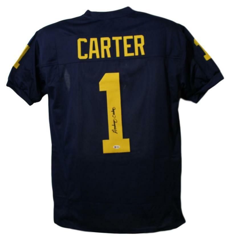 Anthony Carter Autographed Michigan Wolverines XL Blue Jersey BAS