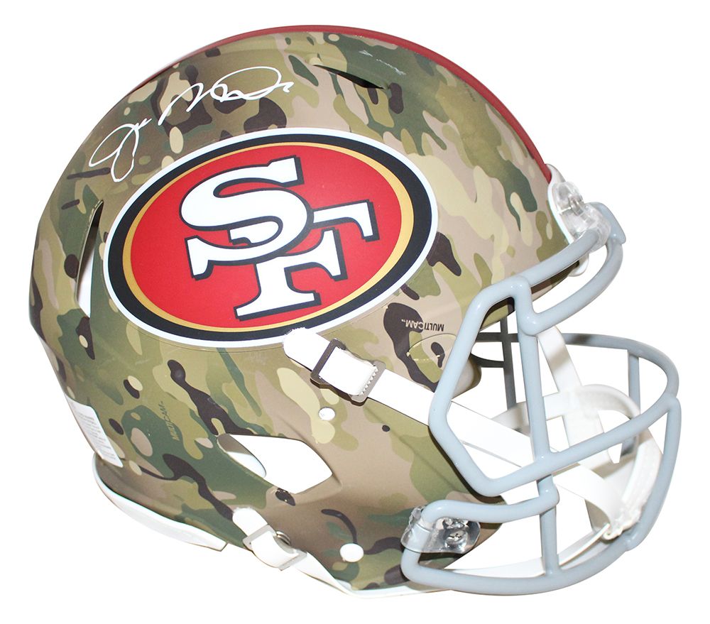 Joe Montana Signed San Francisco 49ers Authentic Camo Speed Helmet BAS