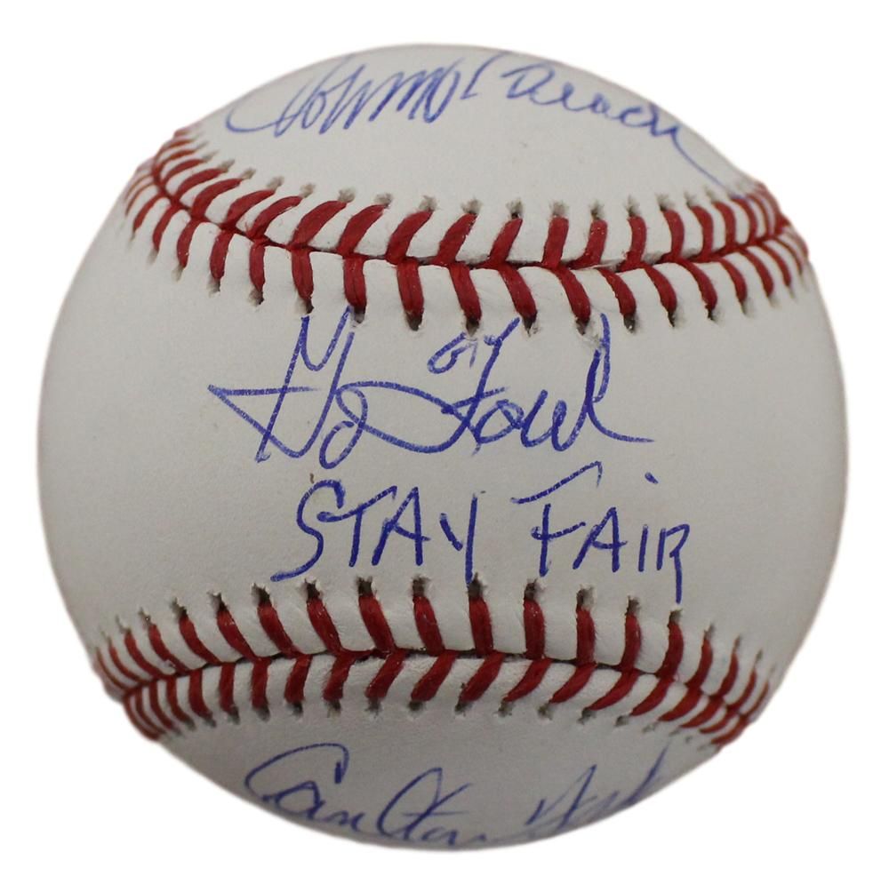 Johnny Bench &amp; Carlton Fisk Signed Red Sox/Reds OML Baseball Foul Fair BAS