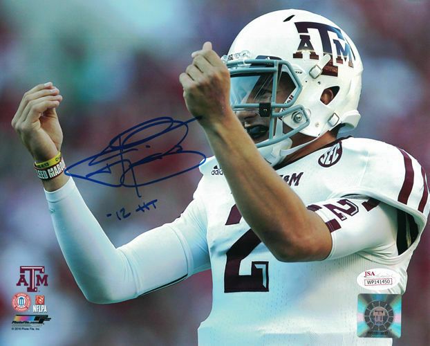Johnny Manziel Autographed Texas A&amp;M Aggies 8x10 Photo (White) HT JSA