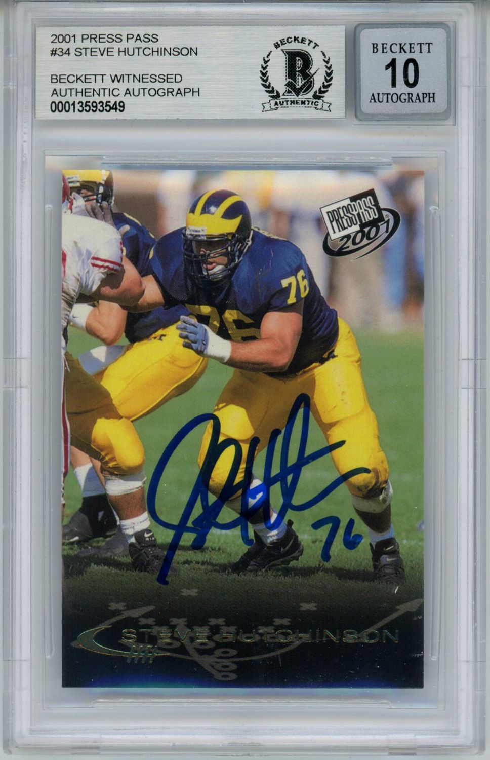 Steve Hutchinson Signed 2001 Press Pass #34 Rookie Card Beckett 10 Slab