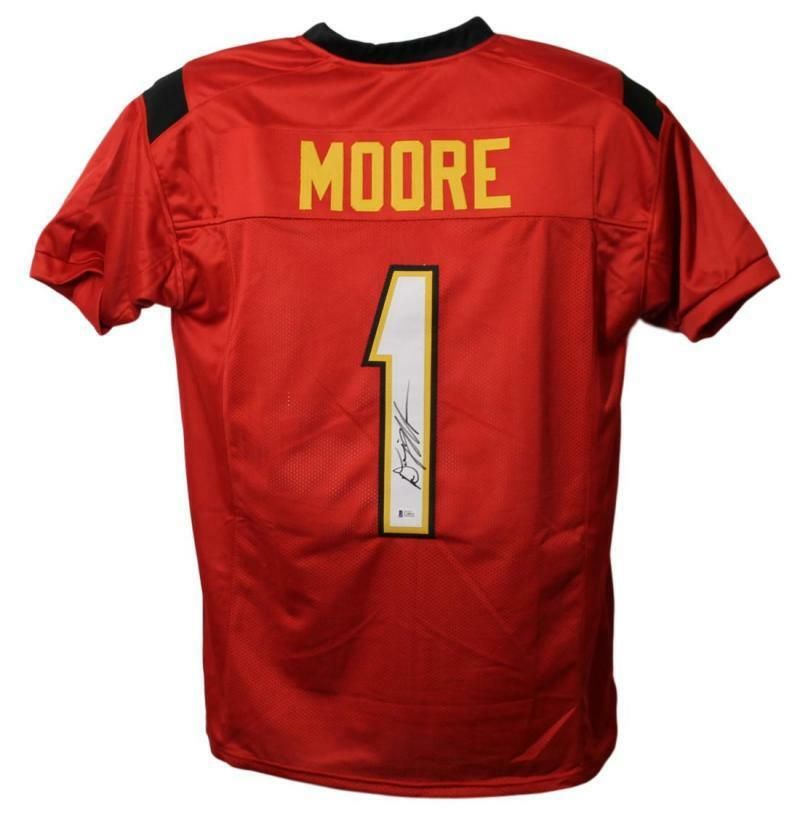 DJ Moore Autographed Maryland Terrapins XL Red Jersey BAS
