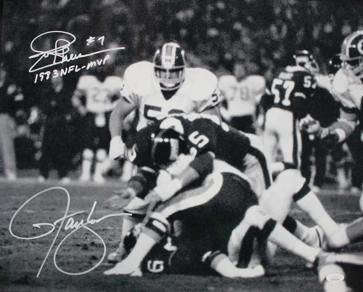 Lawrence Taylor &amp; Joe Theismann Signed Giants Redskins 16x20 Photo JSA