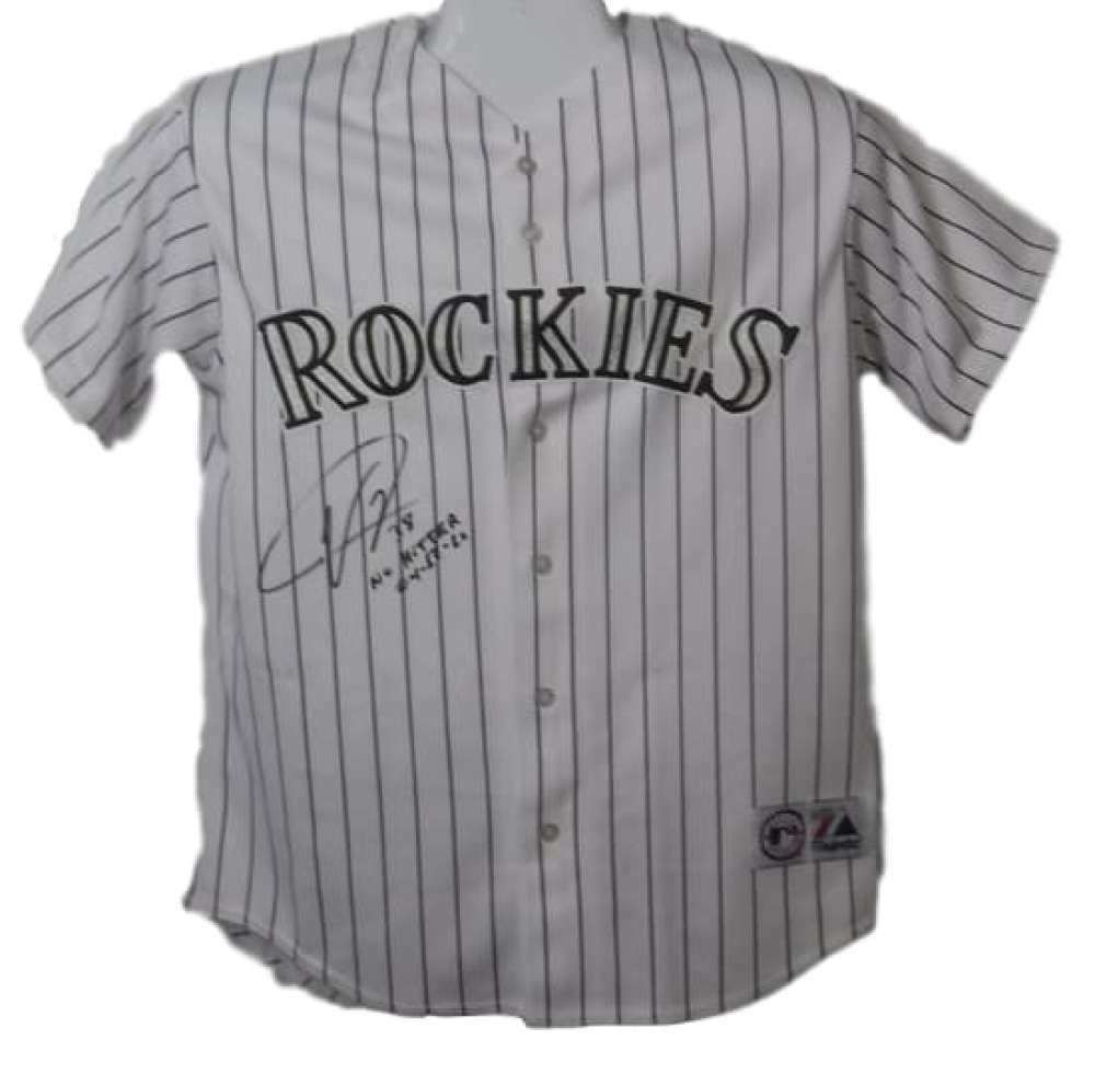 Ubaldo Jimenez Autographed Colorado Rockies Majestic Jersey No Hitter