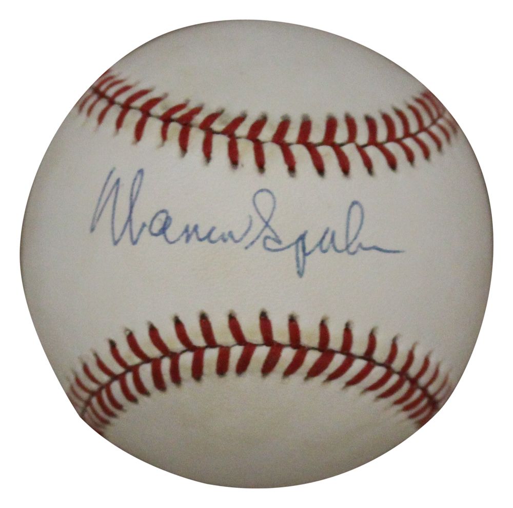 Warren Spahn Signed Milwaukee Braves National League Baseball BAS