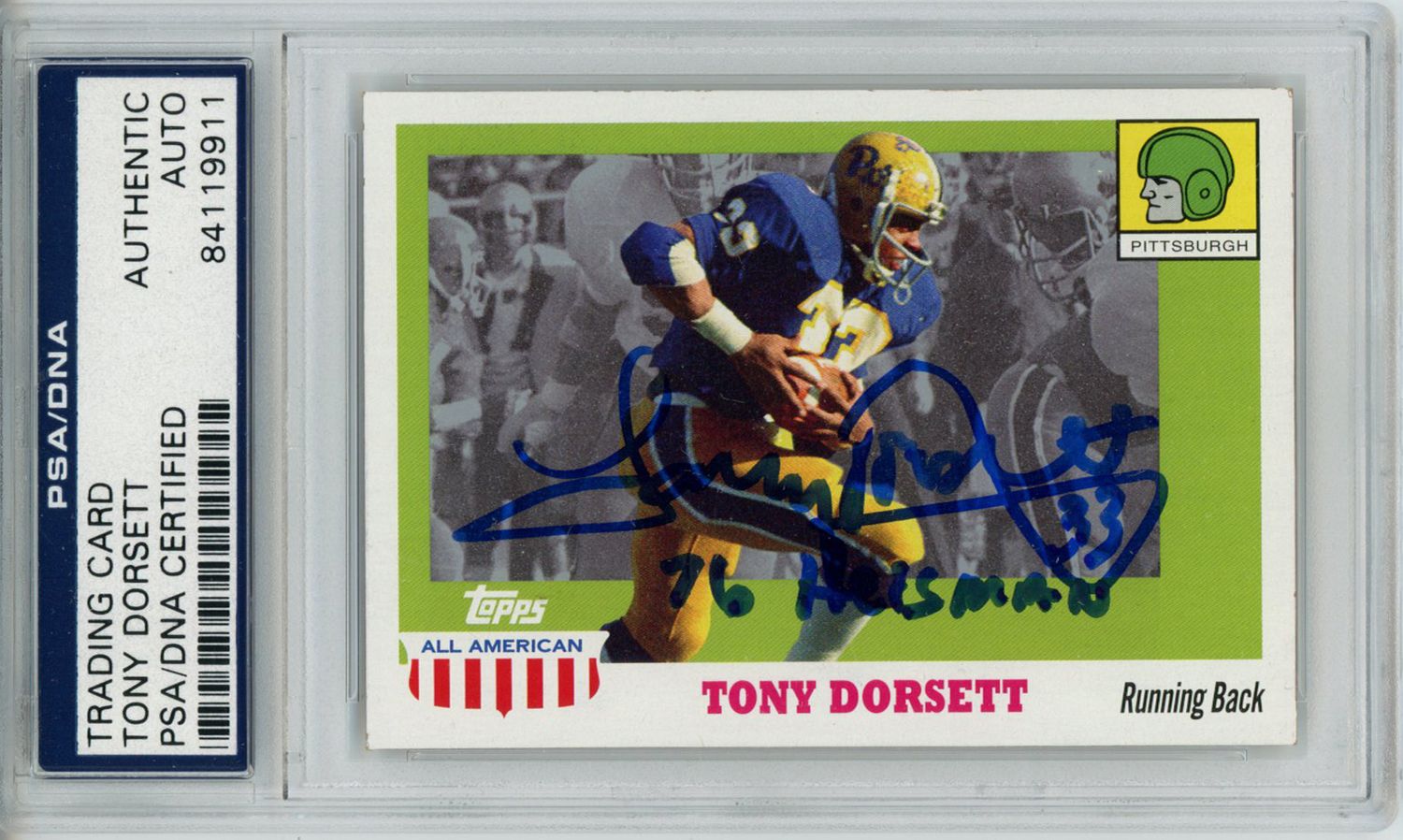 Tony Dorsett Autographed 2005 Topps All American Trading Card PSA Slab