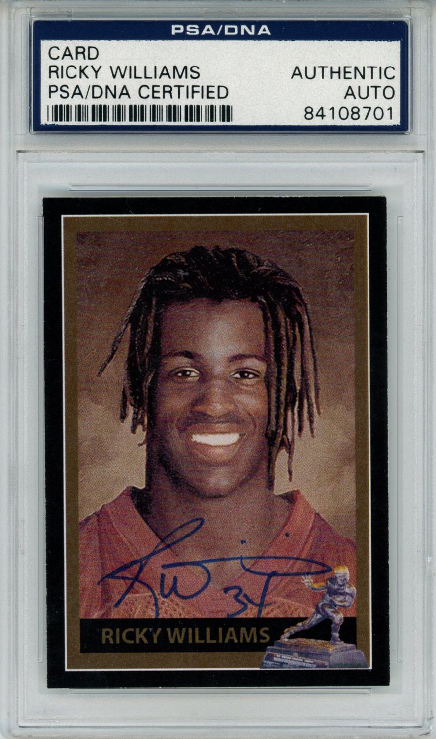 Ricky Williams Autographed/Signed Custom Trading Card PSA Slab