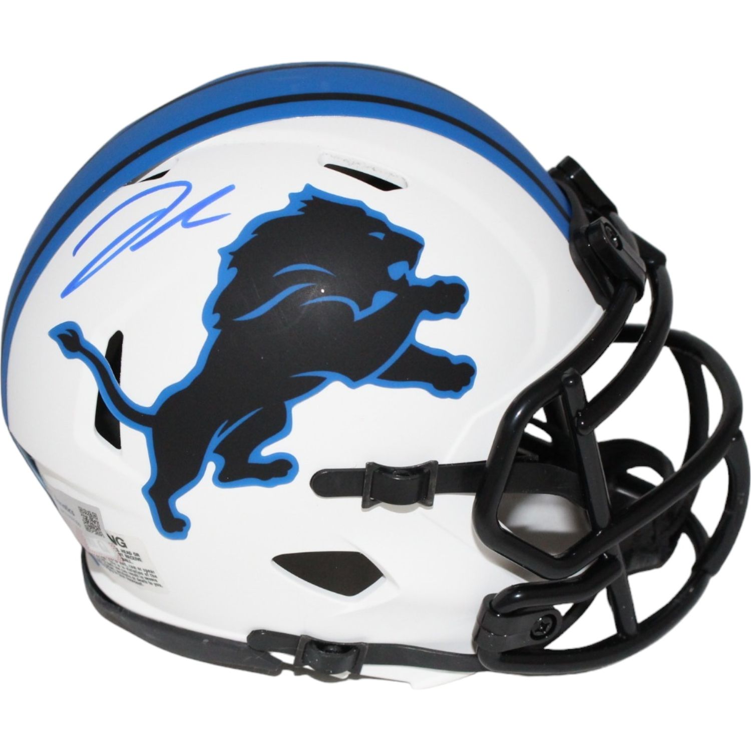 Jahmyr Gibbs Autographed Detroit Lions Lunar Mini Helmet Beckett