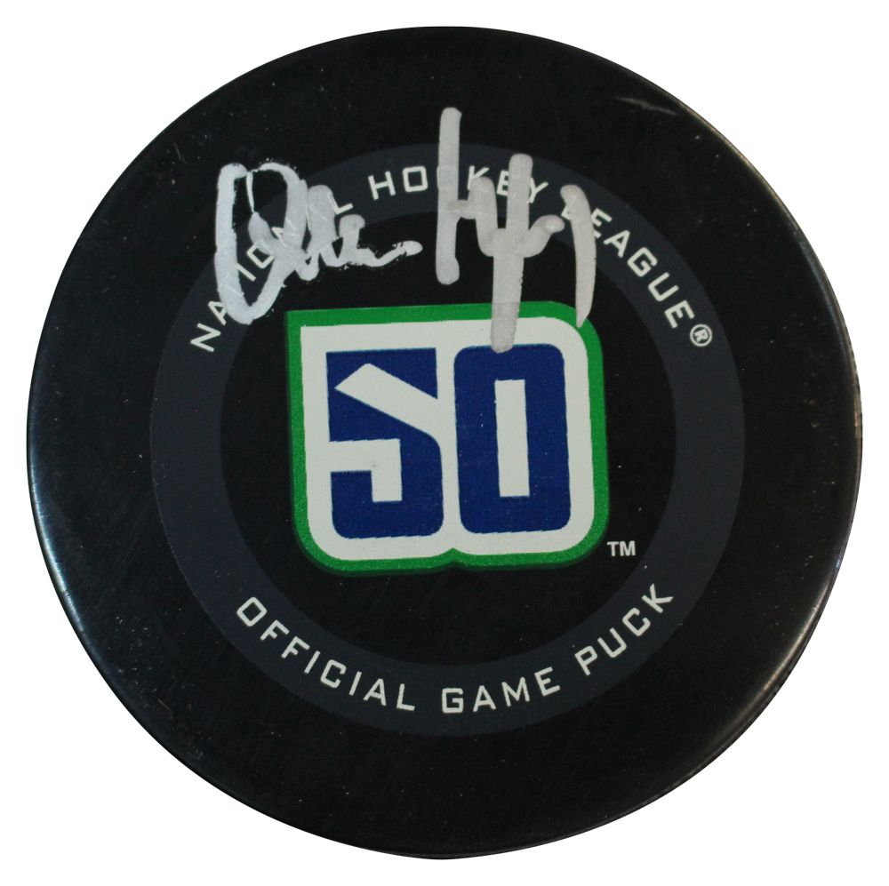Quinn Hughes Autographed Vancouver Canucks Game Hockey Puck Fanatics