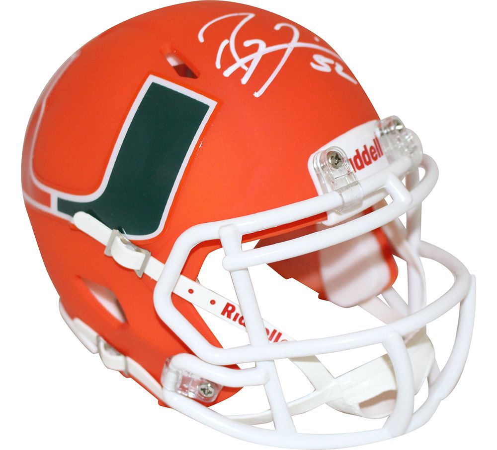 Ray Lewis Autographed/Signed Miami Hurricanes AMP Mini Helmet BAS
