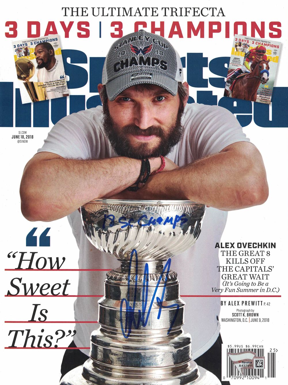 Alex Ovechkin Signed Washington Capitals Sports Illustrated 6/18/18 FAN