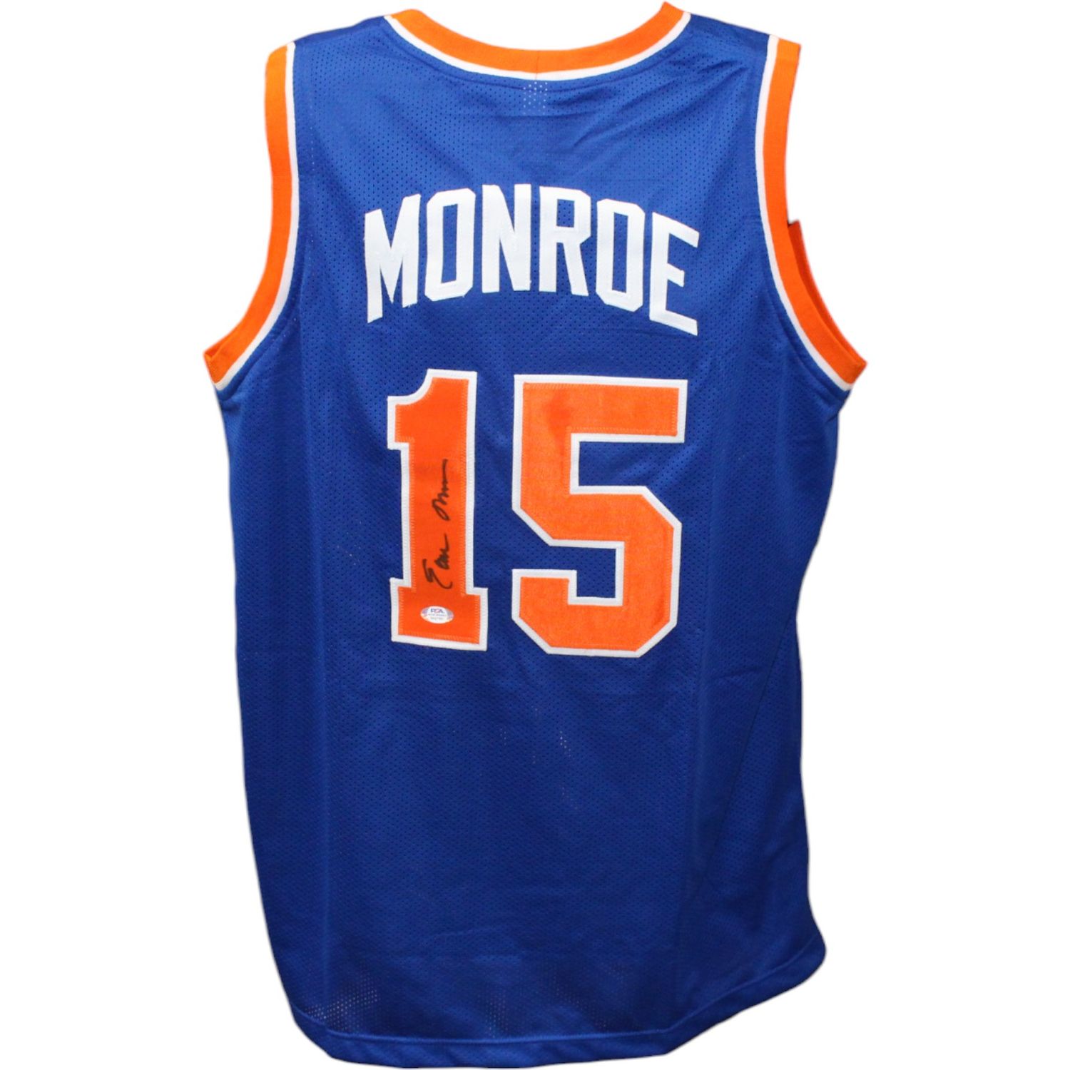 Earl Monroe Autograped/Signed Pro Style Blue Jersey PSA