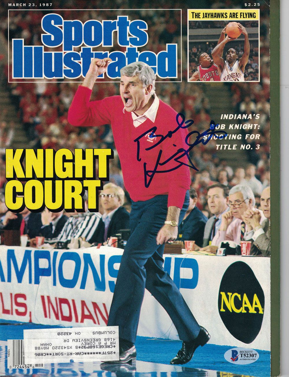 Bobby Knight Signed Indiana Hoosiers 1987 Sports Illustrated Magazine BAS