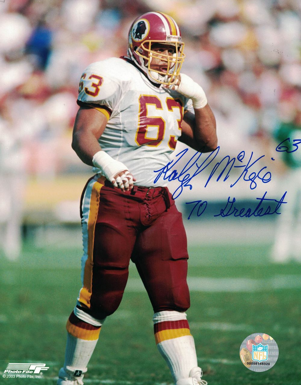 Raleigh Mckenzie Signed Washington Redskins 8x10 Photo 70 Greatest