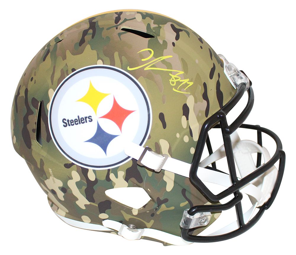 Chase Claypool Autographed Pittsburgh Steelers F/S Camo Helmet BAS