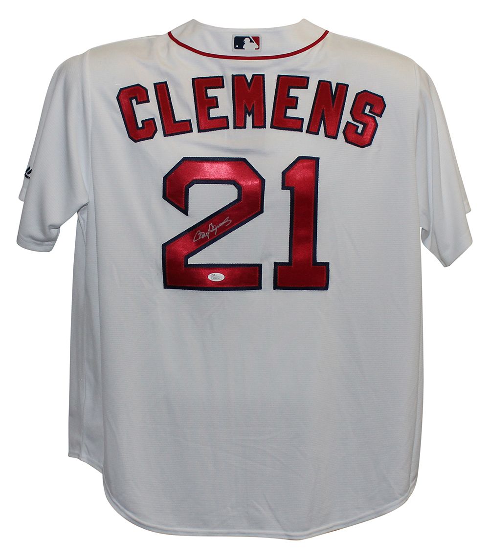 Roger Clemens Autographed Boston Red Sox Majestic White XL Jersey