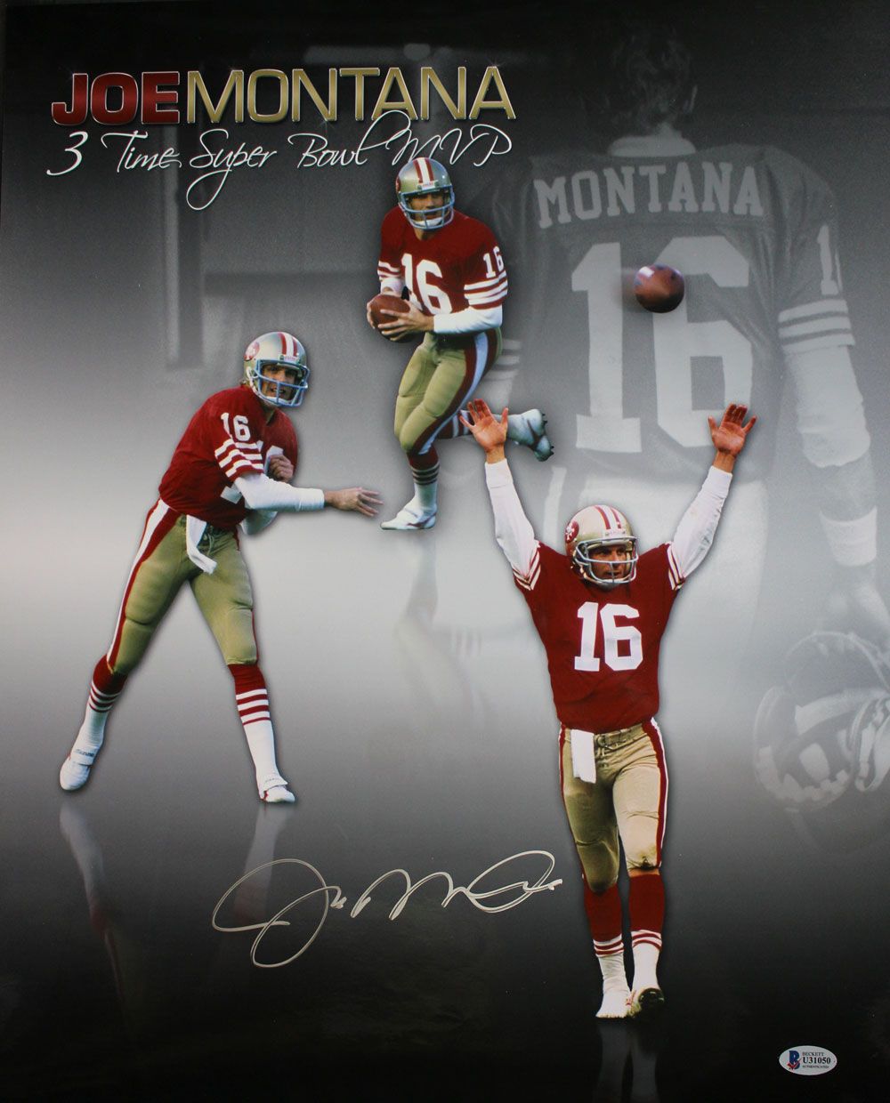 Joe Montana Autographed/Signed San Francisco 49ers 16x20 Photo BAS