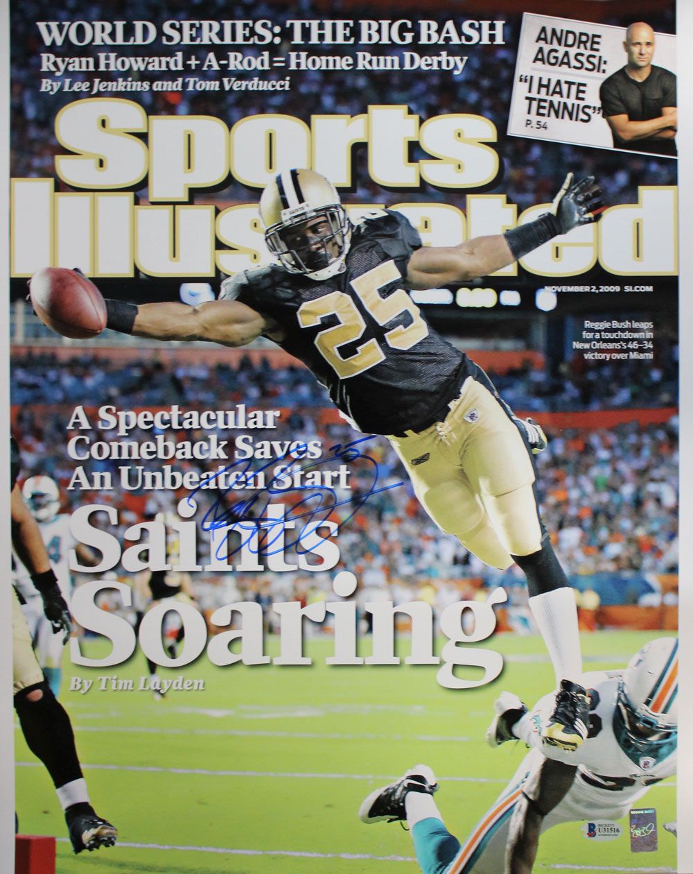 Reggie Bush Autographed/Signed New Orleans Saints 16x20 Photo BAS
