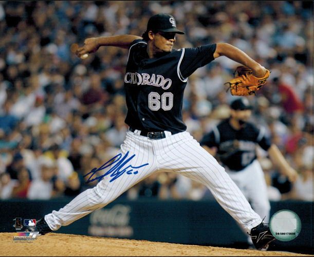 Manny Corpas Autographed Colorado Rockies 8x10 photo (pitching)