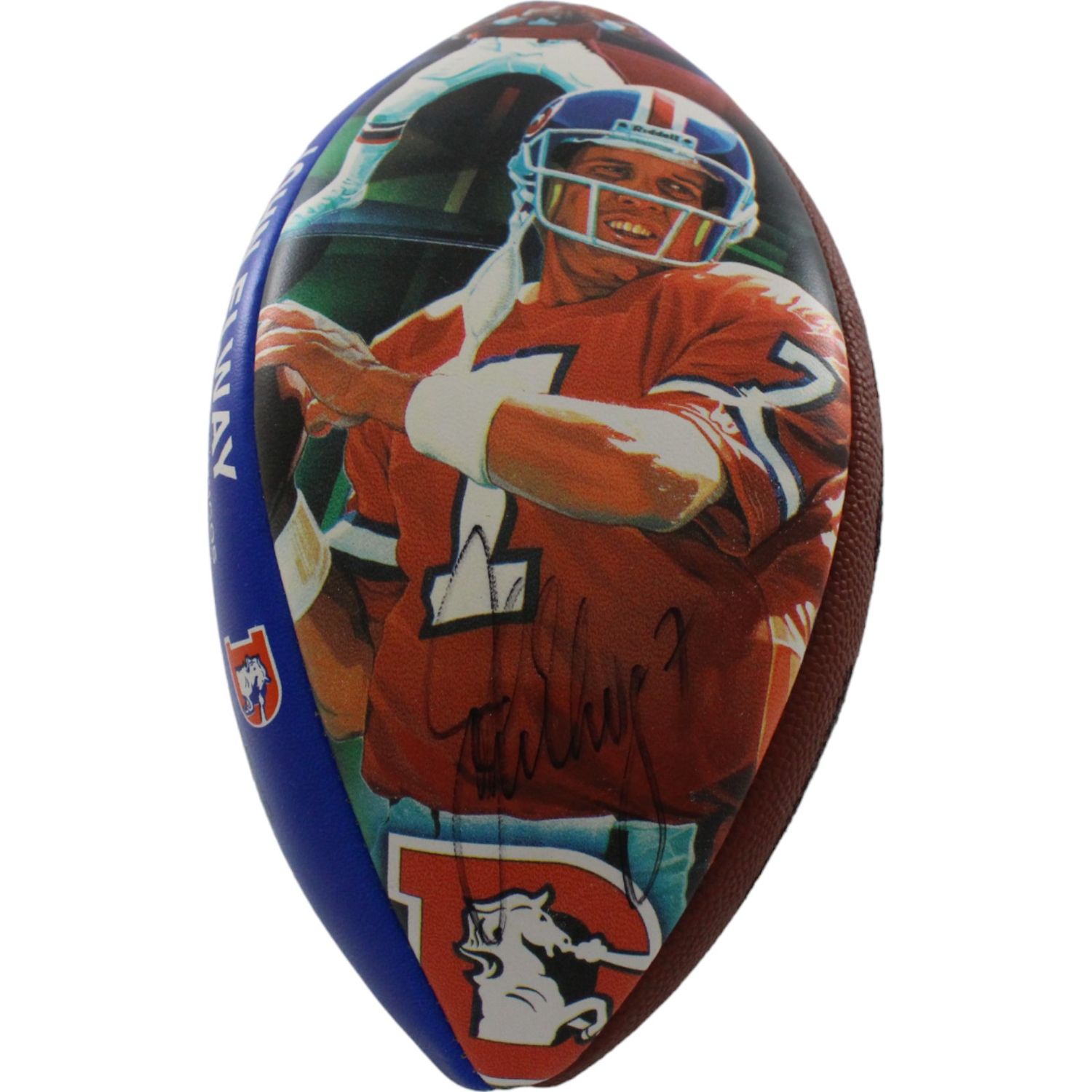 John Elway Signed Wilson Art Sportacular Logo Football Beckett 44307
