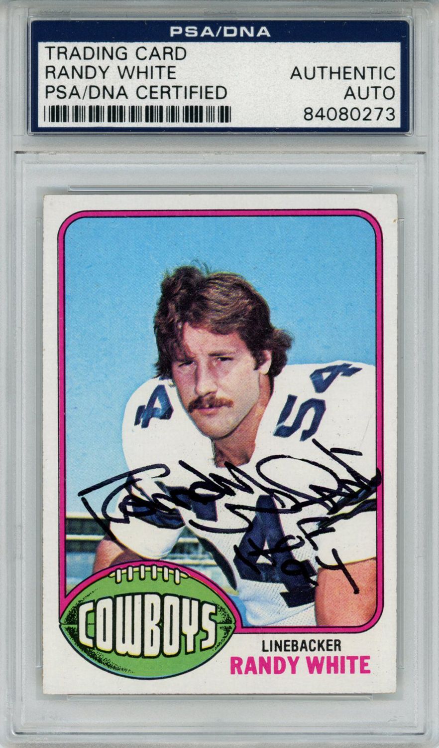 Randy White Autographed 1976 Topps #158 Trading Card HOF PSA Slab