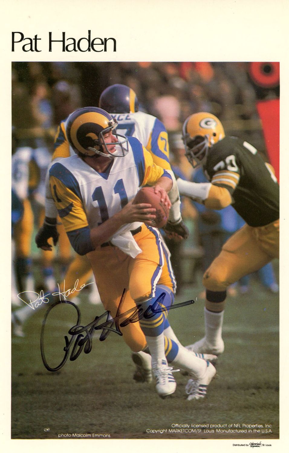 Pat Haden Autographed Los Angeles Rams Mini Poster 41/50 Beckett 46167