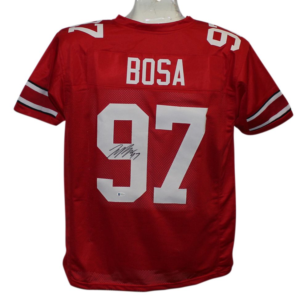 Joey Bosa Autographed/Signed College Style Red XL Jersey BAS