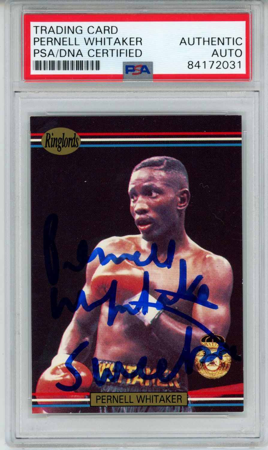 Pernell Whitaker Autographed 1991 Ringlords #34 Trading Card PSA Slab