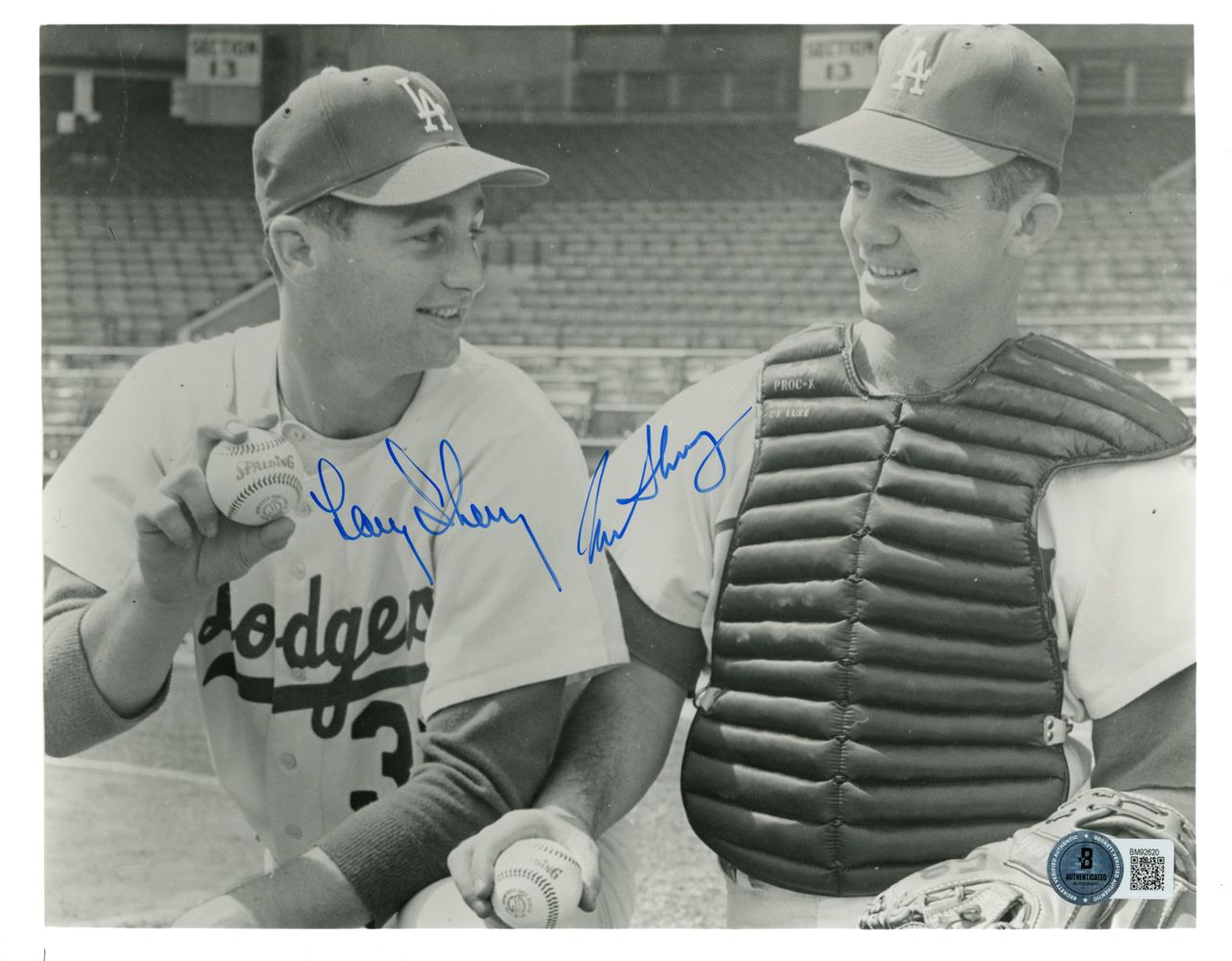 Larry Sherry &amp; Norm Sherry Signed Los Angeles Dodgers 8x10 Photo BAS 45225