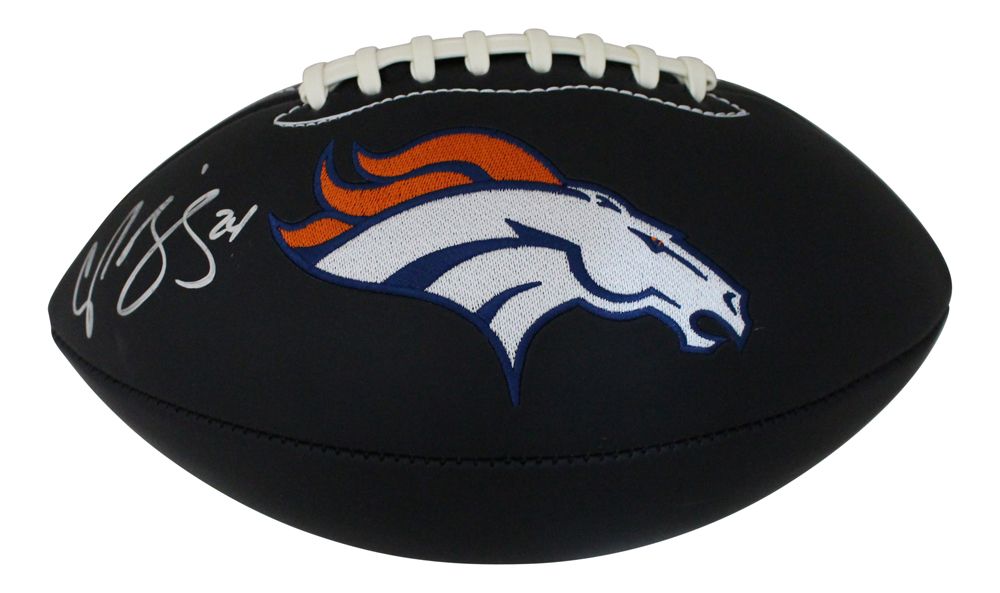 Champ Bailey Autographed/Signed Denver Broncos Black Logo Football JSA