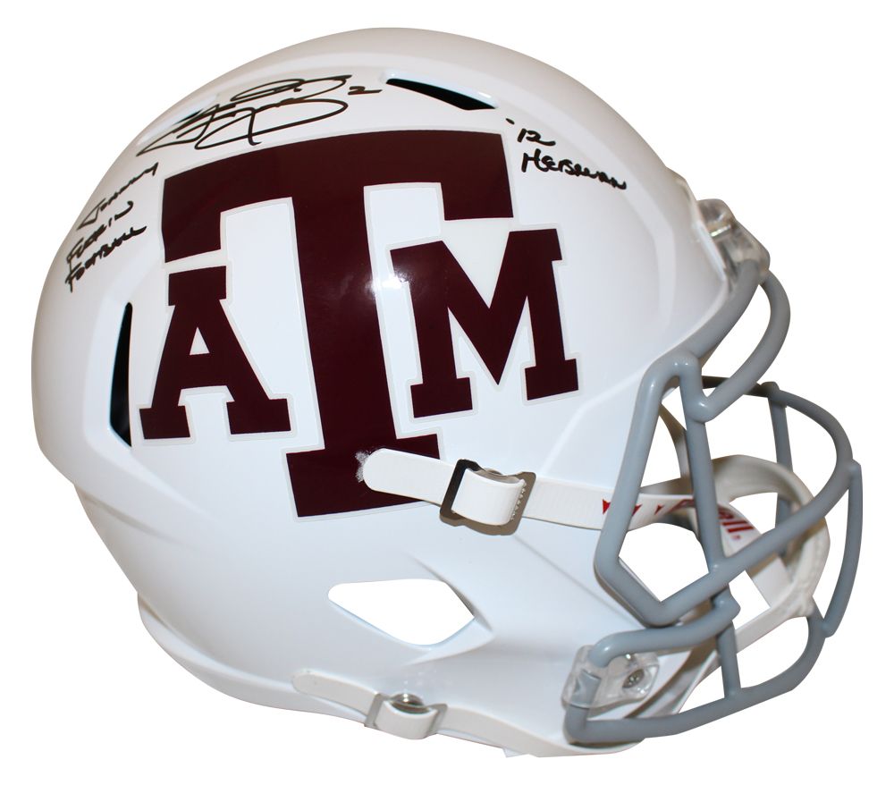 Johnny Manziel Signed Texas A&amp;M Aggies F/S White Speed Helmet Beckett
